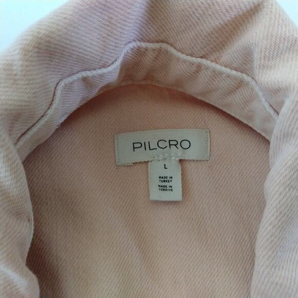 Anthropologie Pilcro Short Sleeve Destructed Denim Mini Dress Size L NWT Pink - Picture 7 of 9